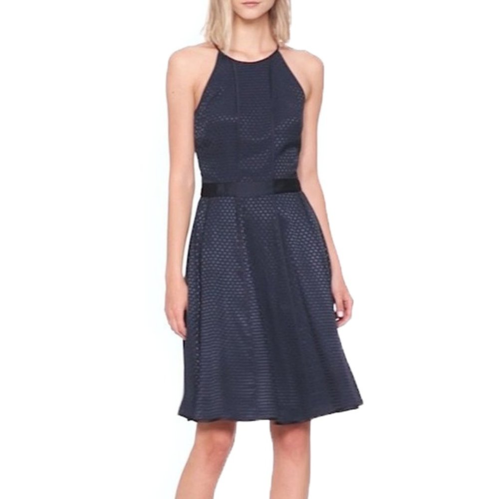 Banana Republic Polka Dot Paneled Fit Flare Dress